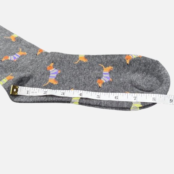 Robert Graham Dachshund Dog Gray Patterned Crew Fun Luxury Dress Socks - Picture 8 of 10